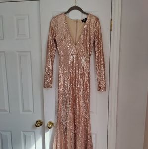 Lulu's gold sequin maxi dress medium